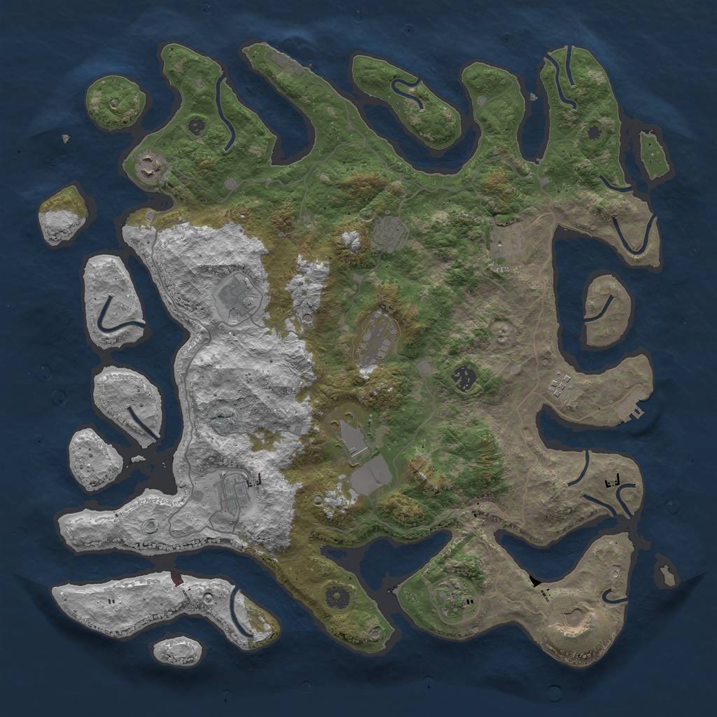 Rust Map: Procedural Map, Size: 4500, Seed: 3897, 16 Monuments