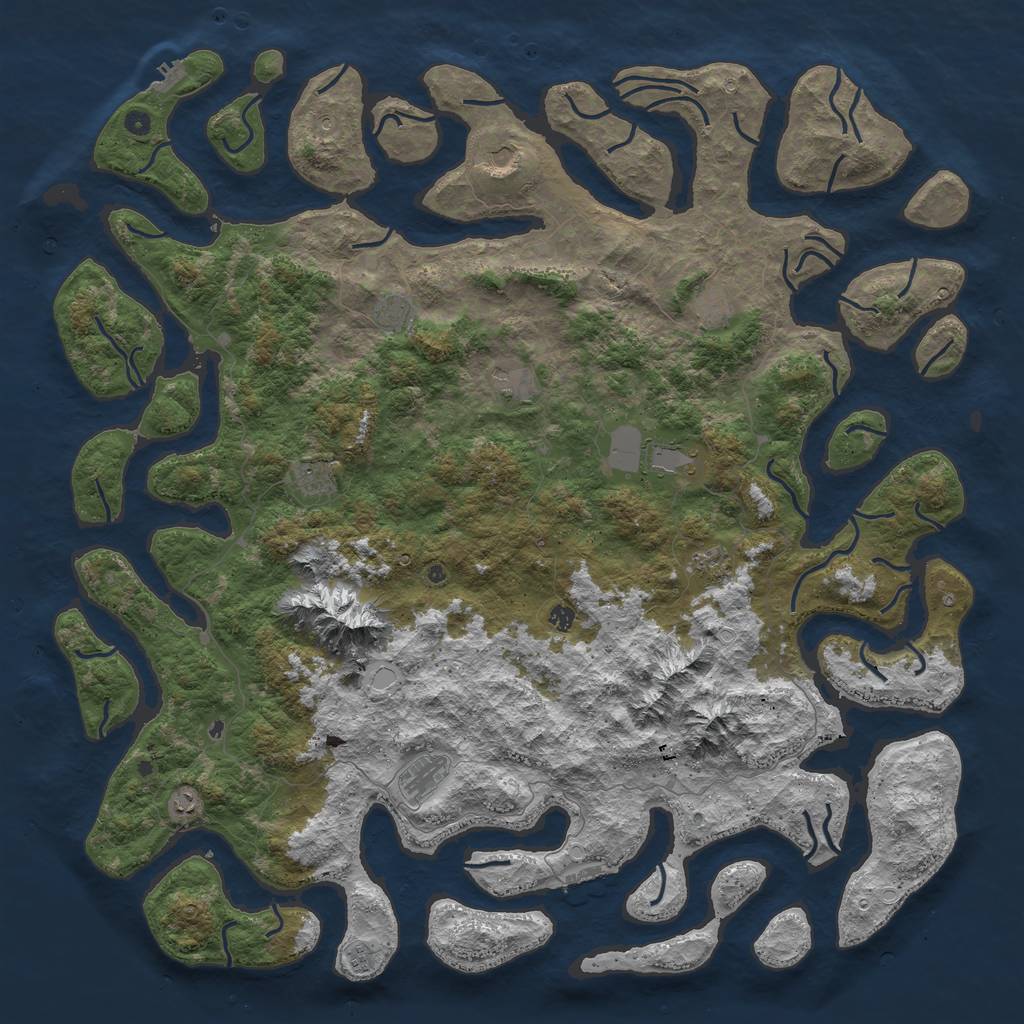 Rust Map: Procedural Map, Size: 6000, Seed: 7953033, 19 Monuments