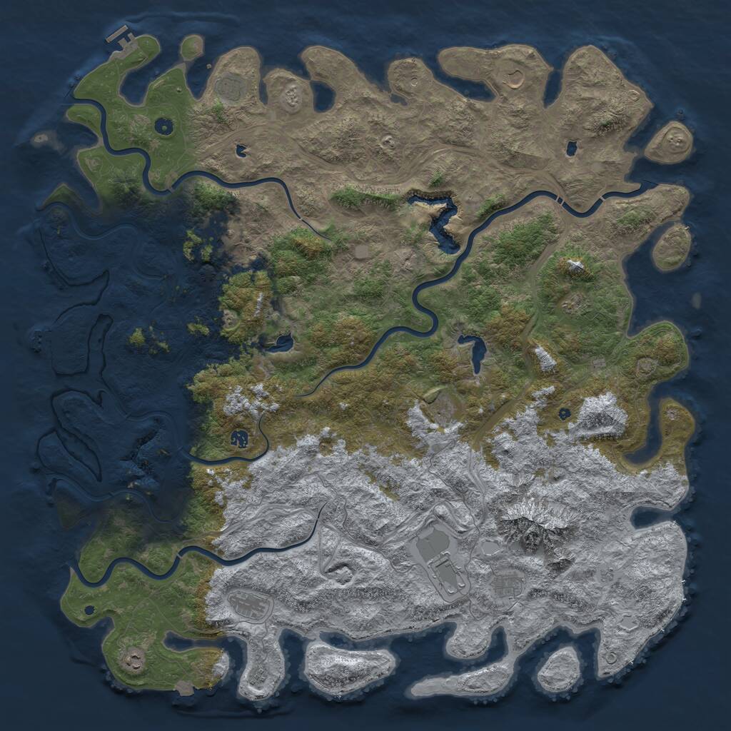 Rust Map: Procedural Map, Size: 6000, Seed: 7953033, 17 Monuments