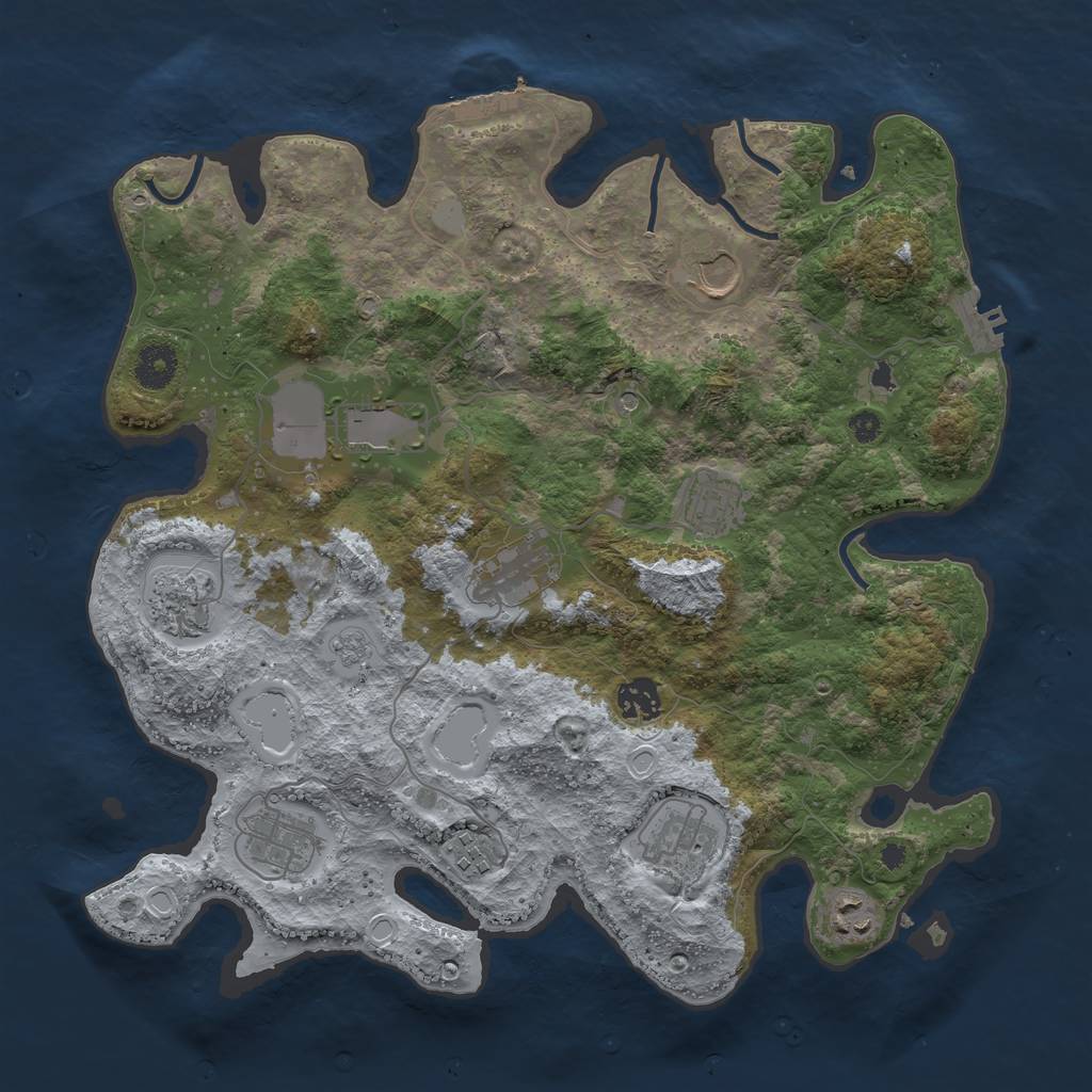 Rust Map: Procedural Map, Size: 3700, Seed: 34880626, 19 Monuments