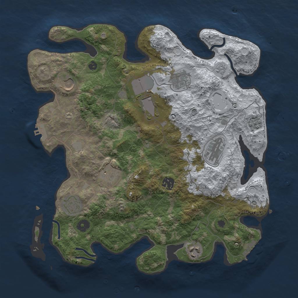 Rust Map: Procedural Map, Size: 3600, Seed: 51625842, 18 Monuments