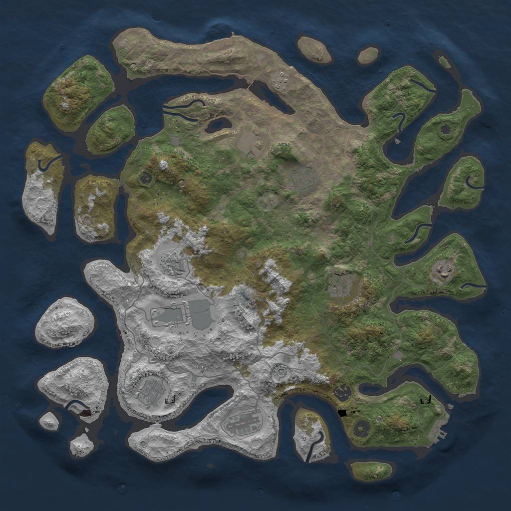 Rust Map: Procedural Map, Size: 4500, Seed: 5465465, 18 Monuments