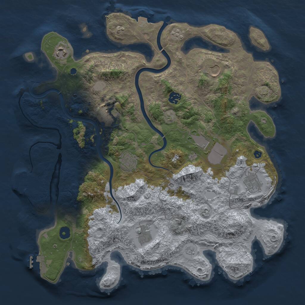 Rust Map: Procedural Map, Size: 3850, Seed: 172299248, 15 Monuments