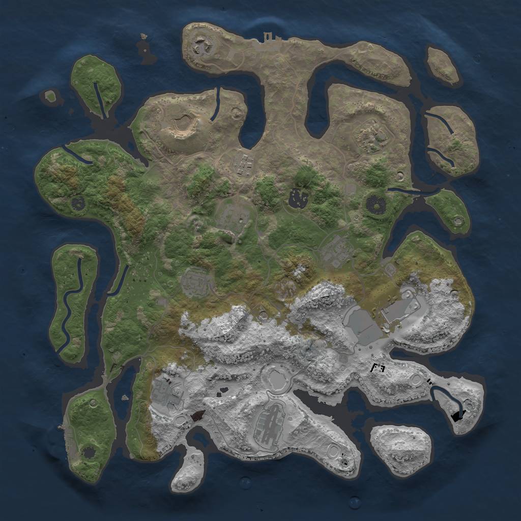 Rust Map: Procedural Map, Size: 3850, Seed: 172299248, 22 Monuments