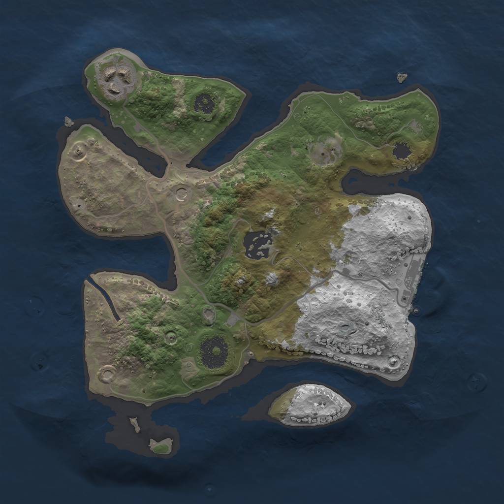 Rust Map: Procedural Map, Size: 2500, Seed: 43253, 6 Monuments