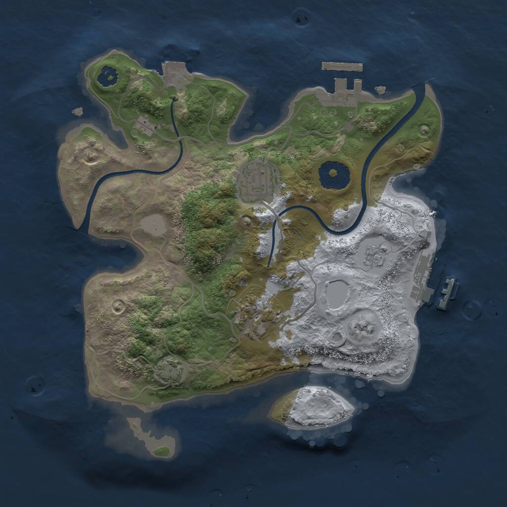 Rust Map: Procedural Map, Size: 2500, Seed: 43253, 7 Monuments