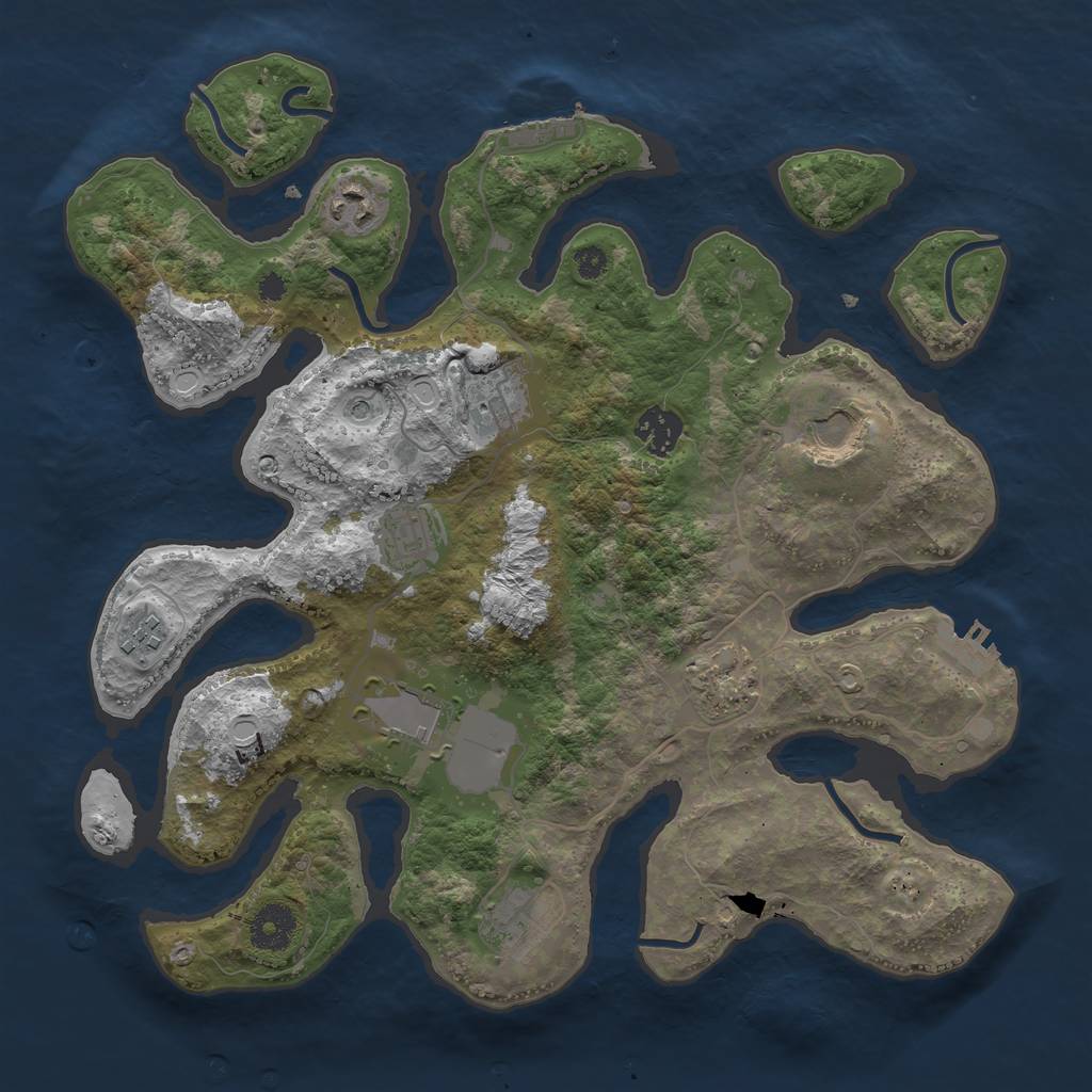 Rust Map: Procedural Map, Size: 3500, Seed: 92809448, 17 Monuments