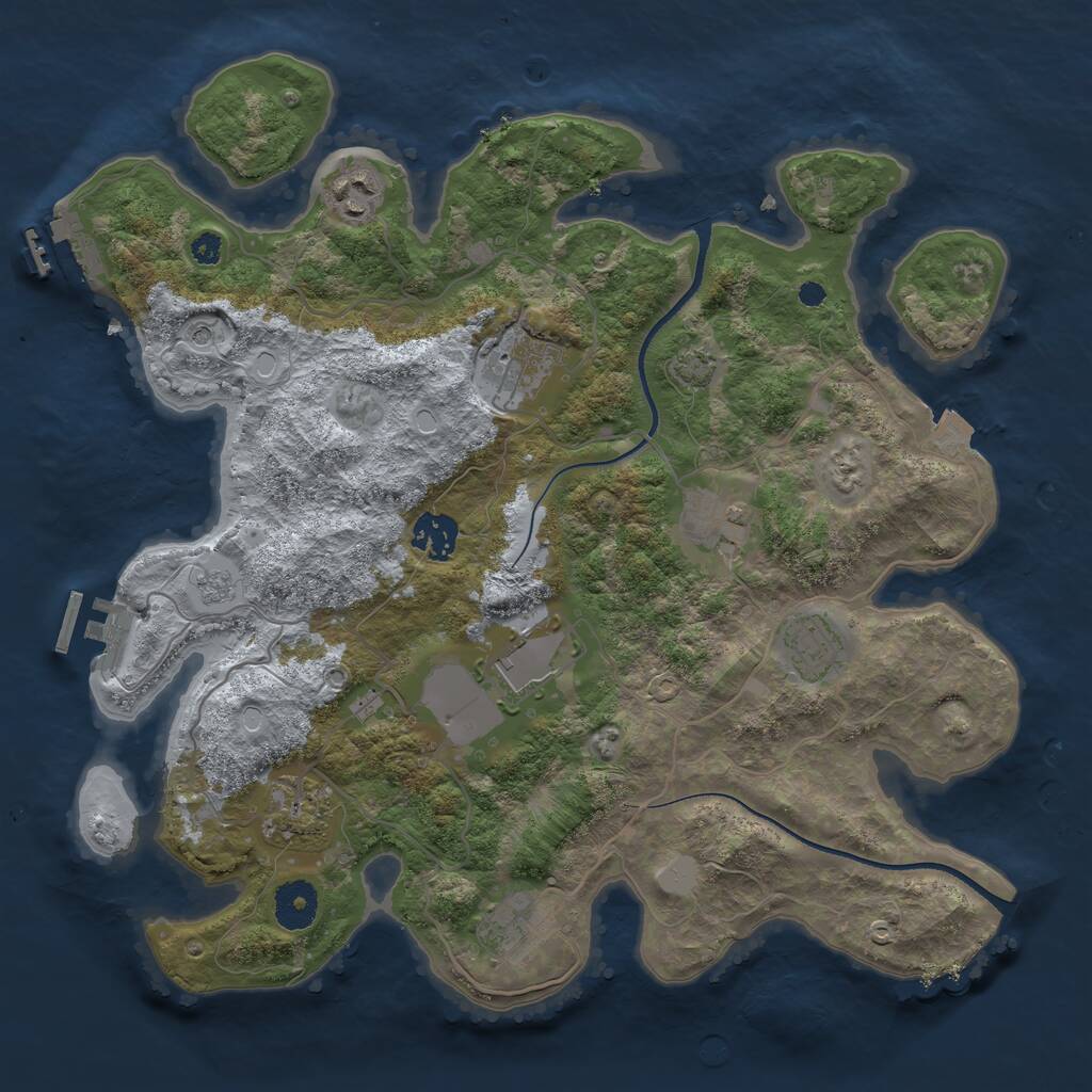 Rust Map: Procedural Map, Size: 3500, Seed: 92809448, 14 Monuments