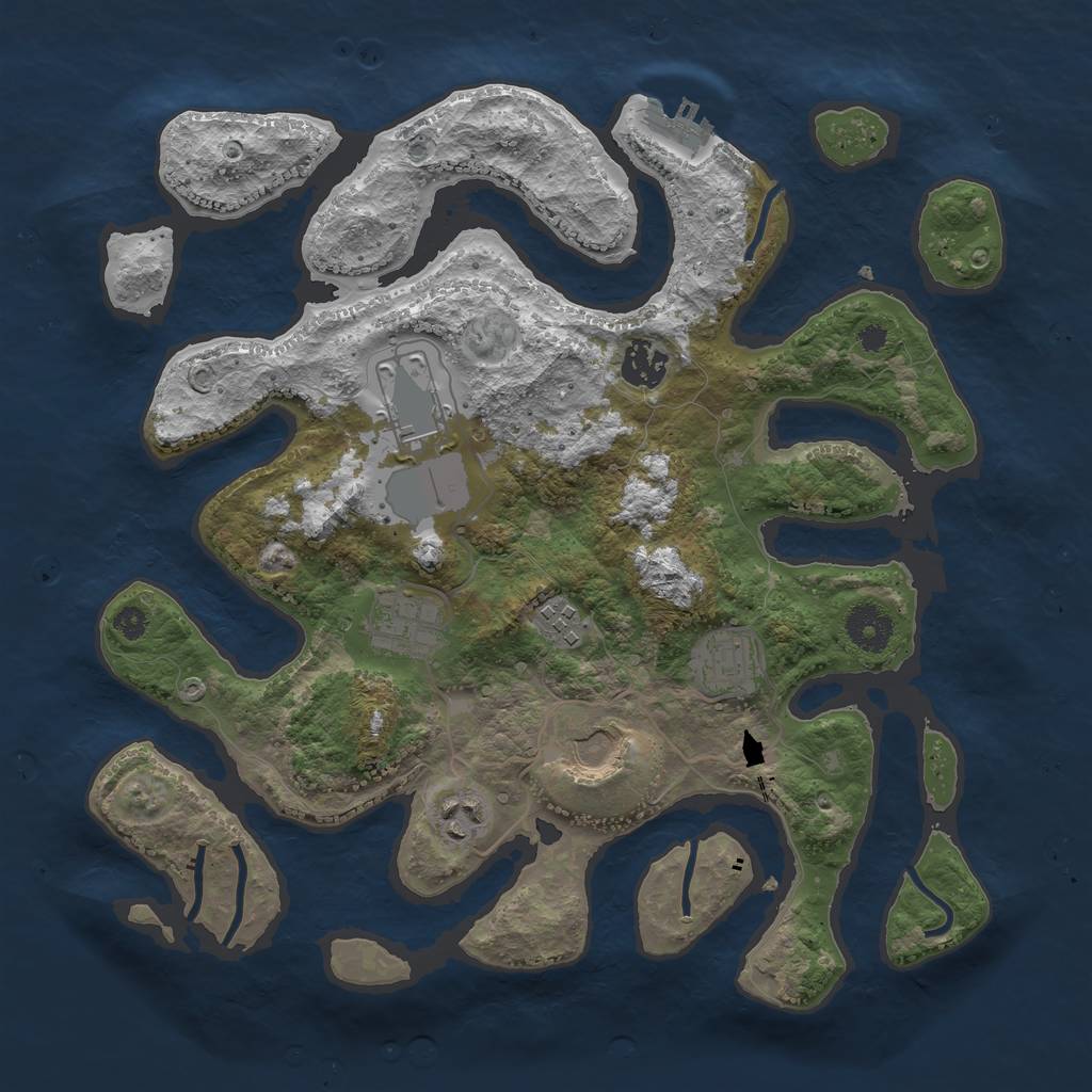 Rust Map: Procedural Map, Size: 3500, Seed: 1189564164, 10 Monuments