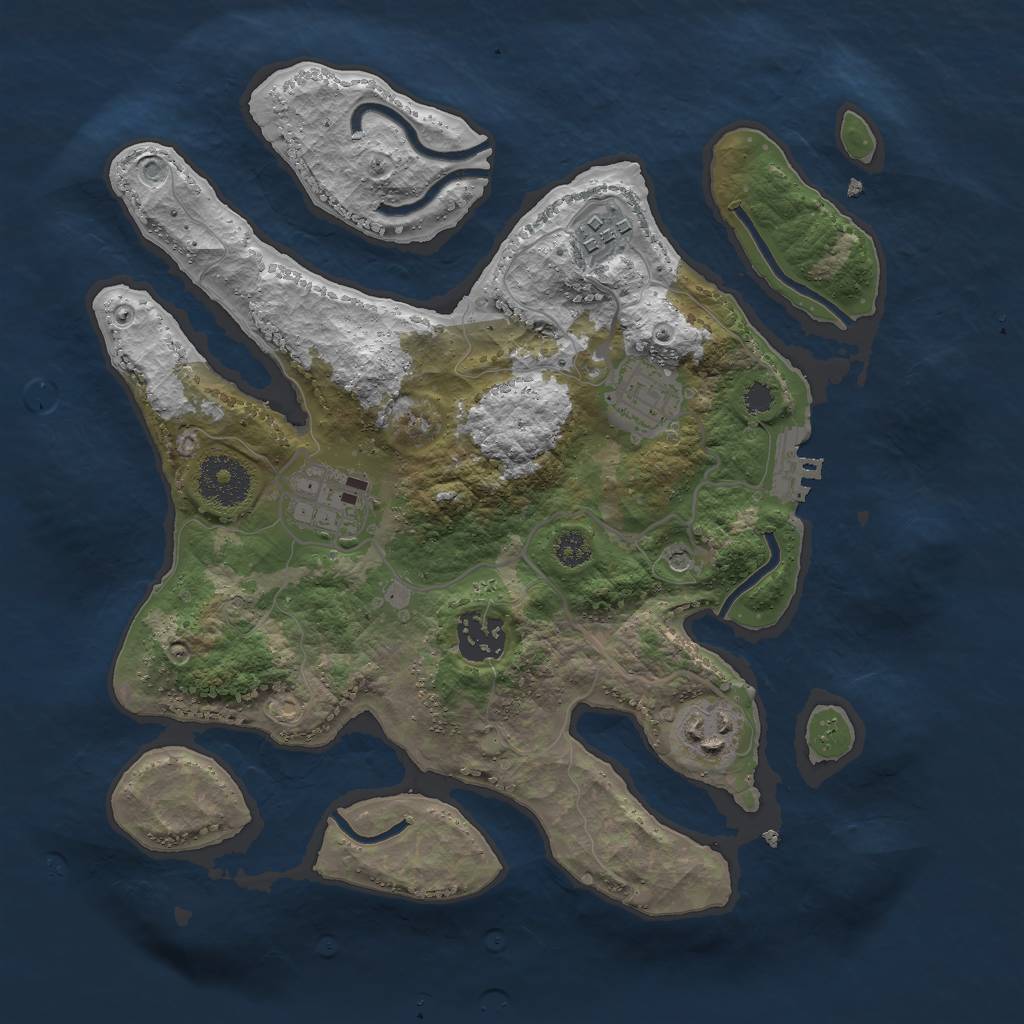 Rust Map: Procedural Map, Size: 3000, Seed: 847911, 9 Monuments