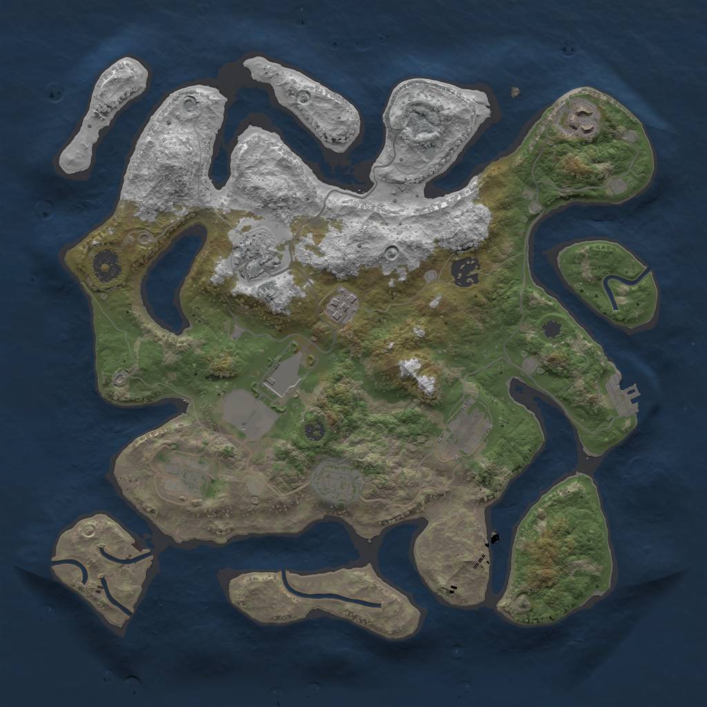 Rust Map: Procedural Map, Size: 3500, Seed: 1340065646, 11 Monuments