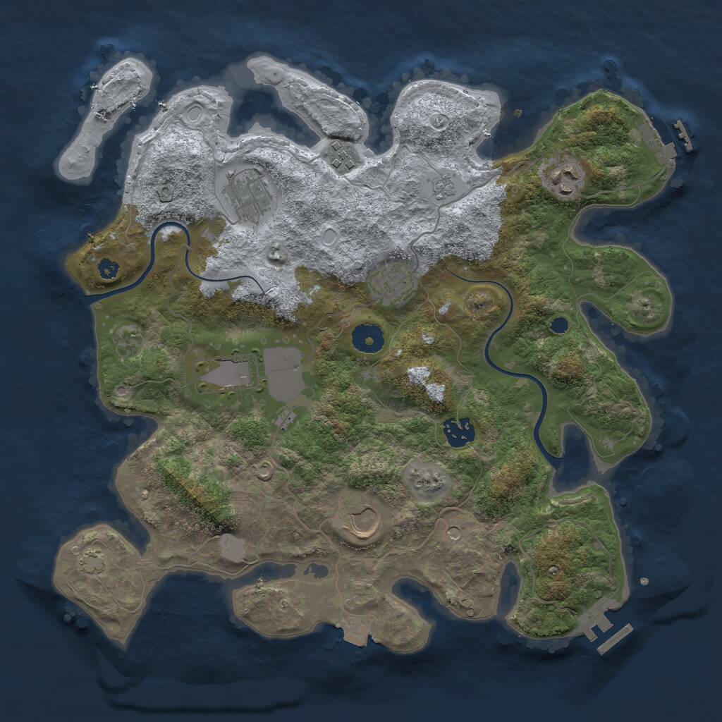 Rust Map: Procedural Map, Size: 3500, Seed: 1340065646, 13 Monuments