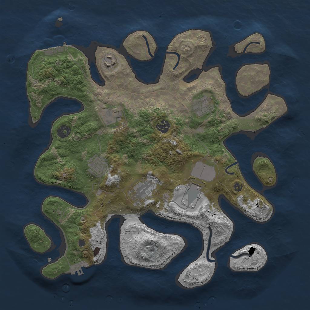 Rust Map: Procedural Map, Size: 3500, Seed: 193585165, 14 Monuments