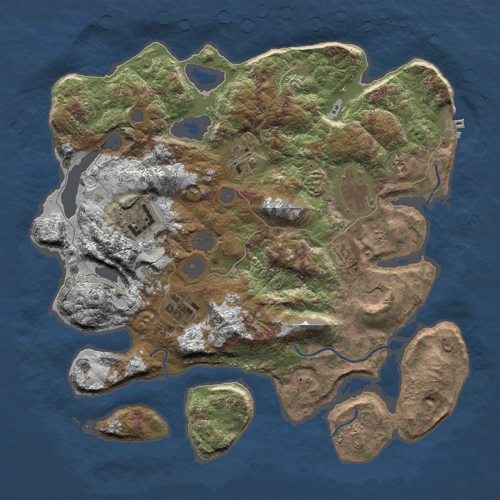 Rust Map: Procedural Map, Size: 3500, Seed: 86252351, 12 Monuments