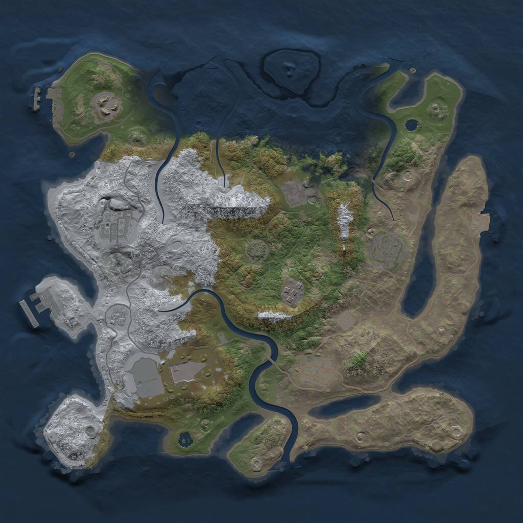 Rust Map: Procedural Map, Size: 3500, Seed: 86252351, 13 Monuments