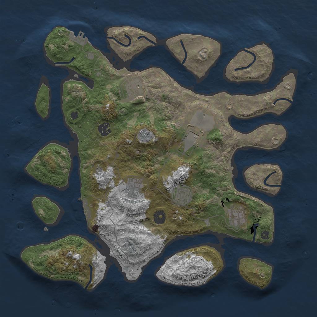 Rust Map: Procedural Map, Size: 3600, Seed: 1816, 12 Monuments