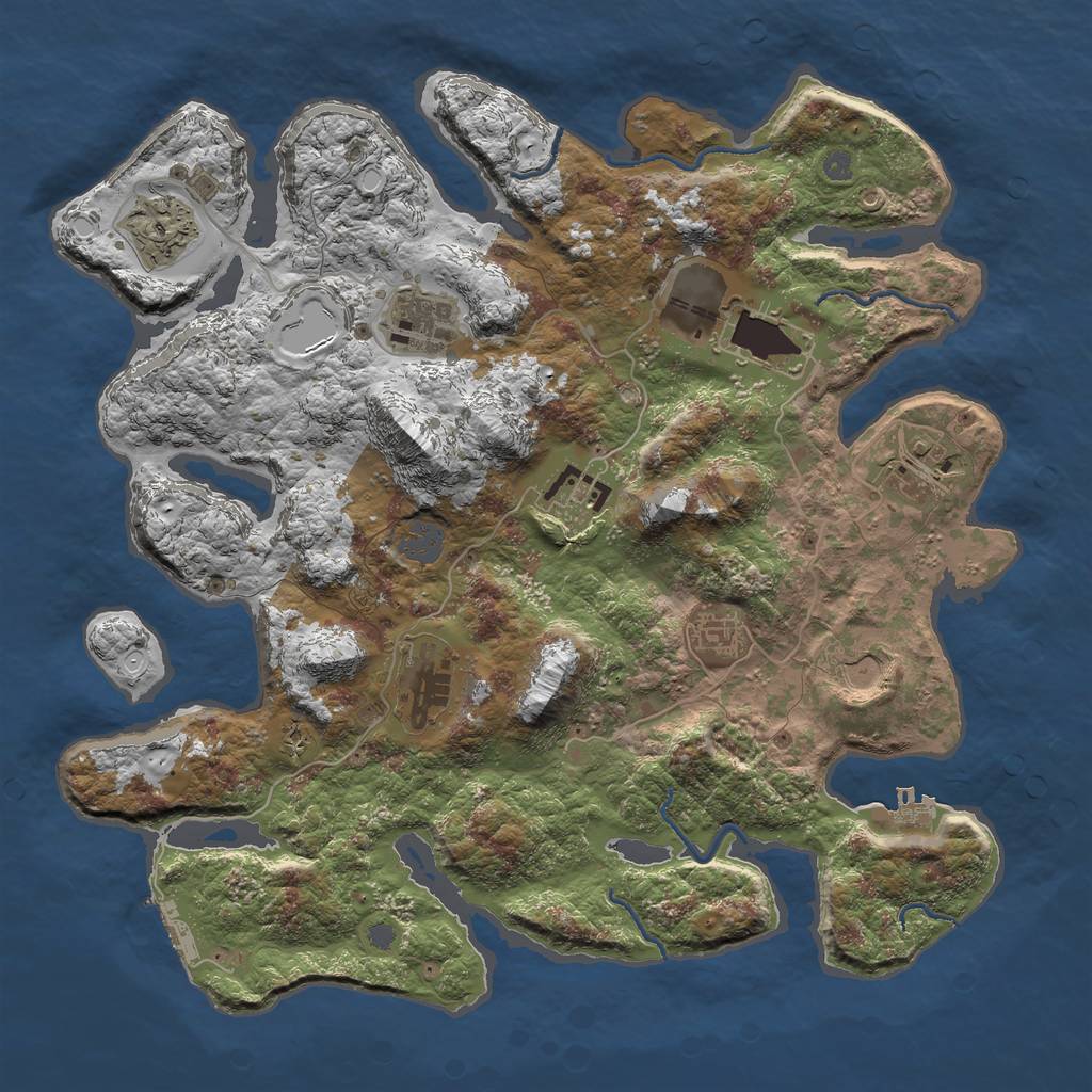 Rust Map: Procedural Map, Size: 3750, Seed: 296171806, 15 Monuments