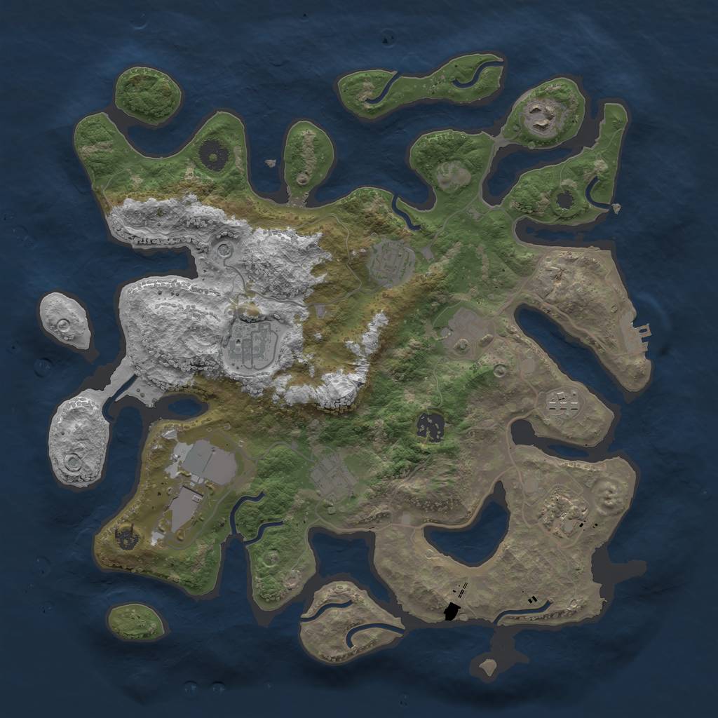 Rust Map: Procedural Map, Size: 3650, Seed: 80657835, 13 Monuments