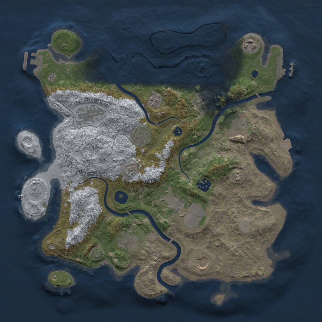 Rust Map: Procedural Map, Size: 3650, Seed: 80657835, 15 Monuments