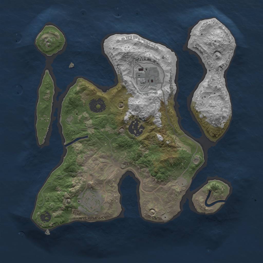 Rust Map: Procedural Map, Size: 2500, Seed: 121100294, 5 Monuments