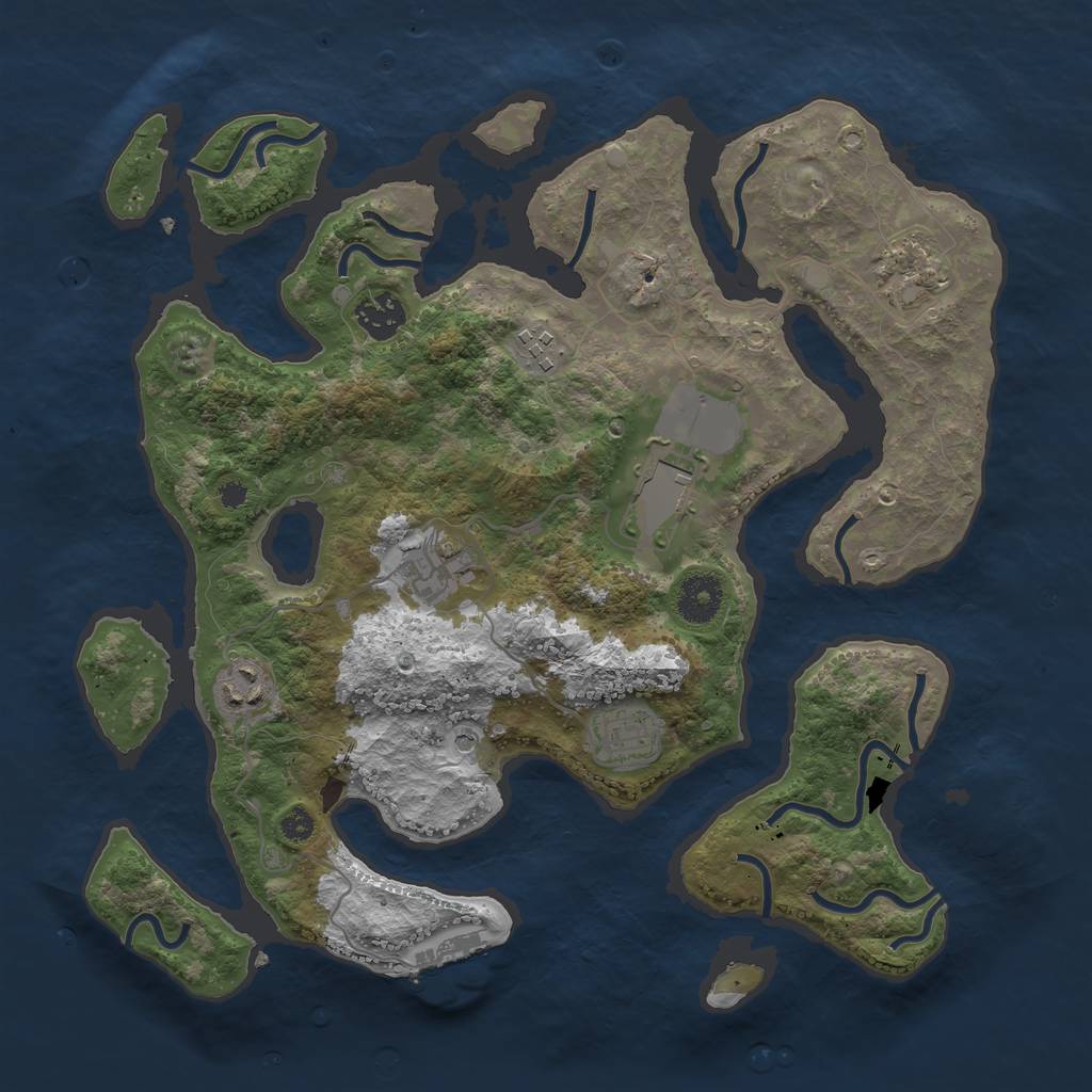 Rust Map: Procedural Map, Size: 3500, Seed: 1345362396, 11 Monuments