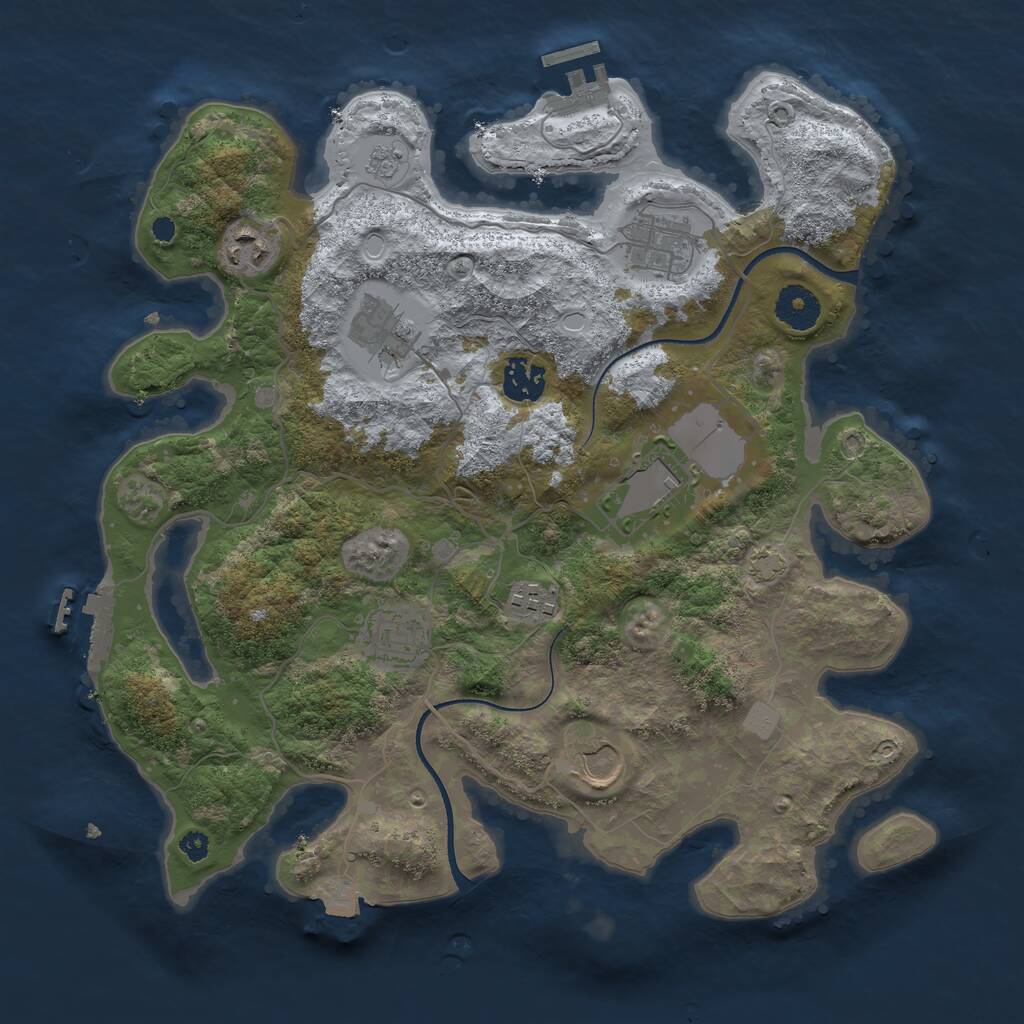 Rust Map: Procedural Map, Size: 3500, Seed: 36549, 13 Monuments