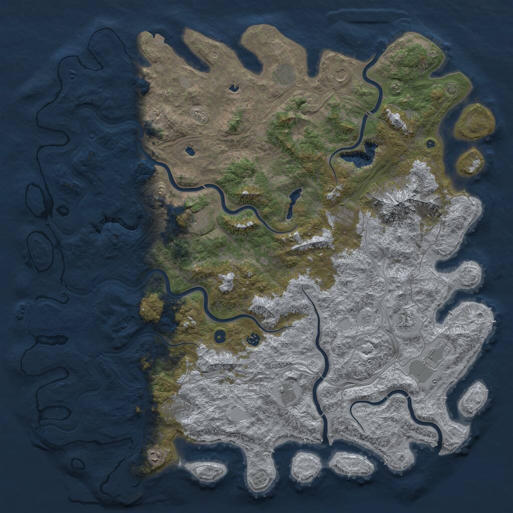 Rust Map: Procedural Map, Size: 6000, Seed: 60509410, 17 Monuments