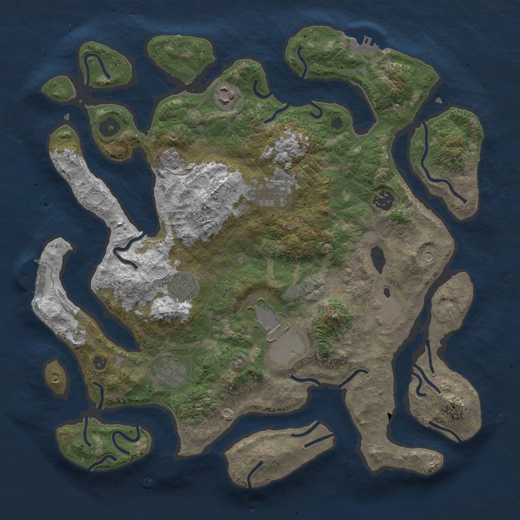 Rust Map: Procedural Map, Size: 3950, Seed: 393095862, 16 Monuments