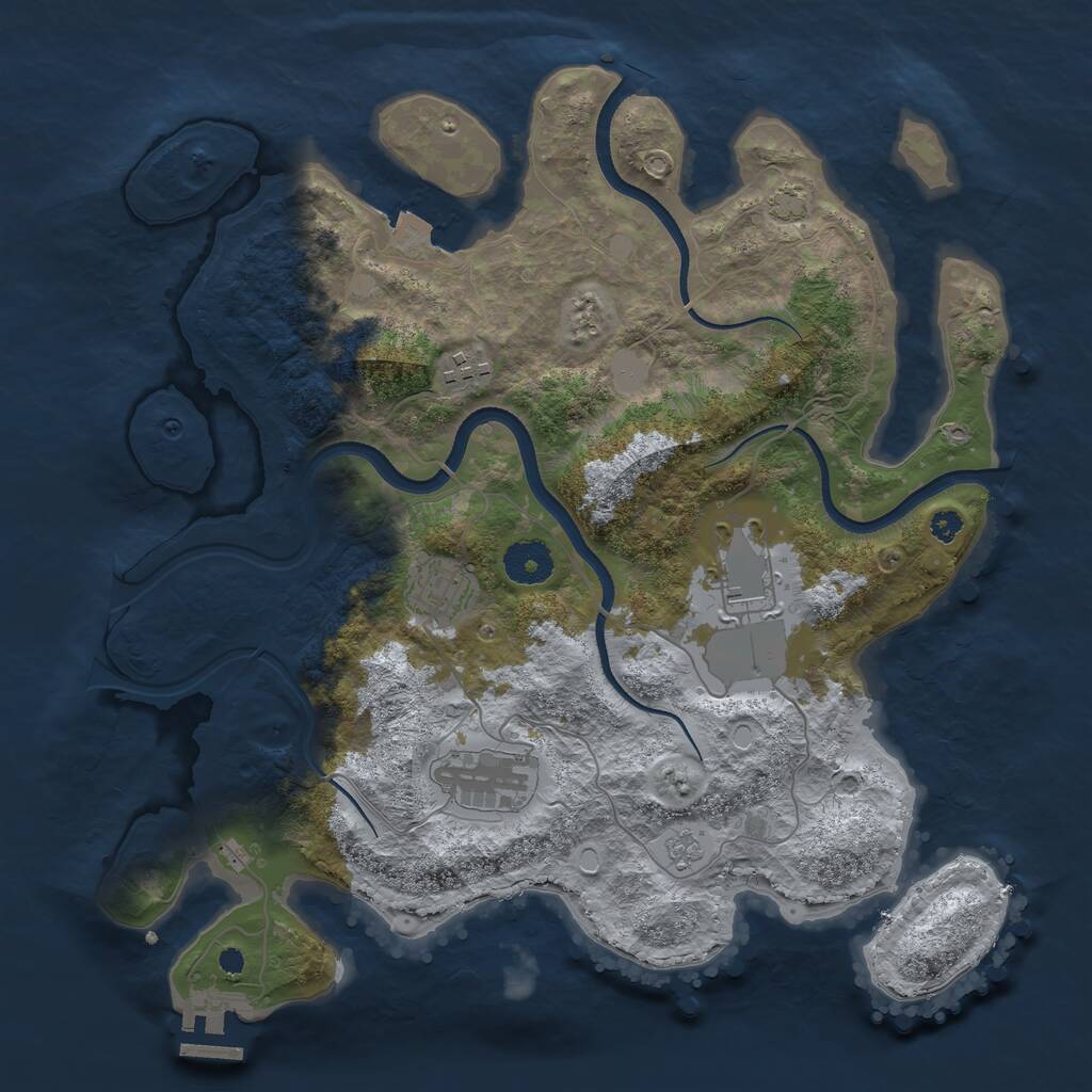 Rust Map: Procedural Map, Size: 3500, Seed: 13211051, 8 Monuments