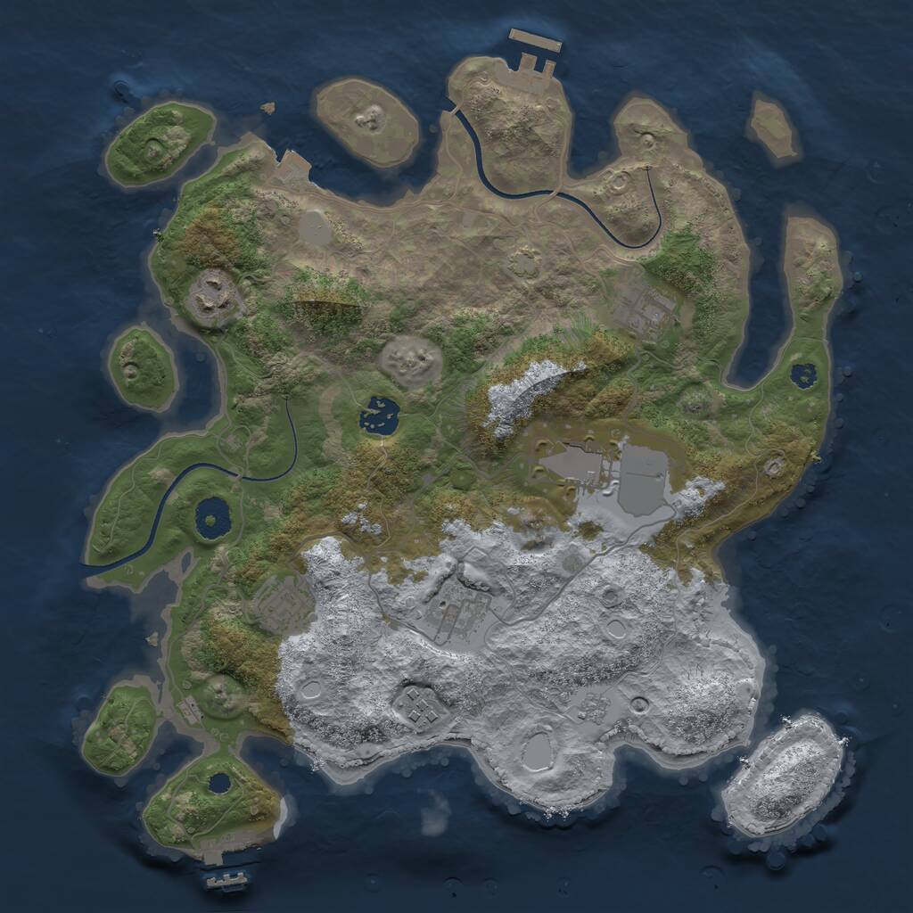 Rust Map: Procedural Map, Size: 3500, Seed: 13211051, 12 Monuments