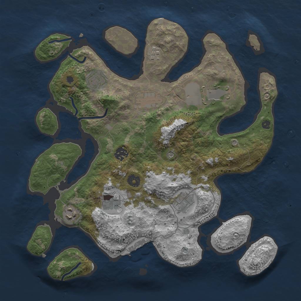 Rust Map: Procedural Map, Size: 3500, Seed: 13211051, 12 Monuments