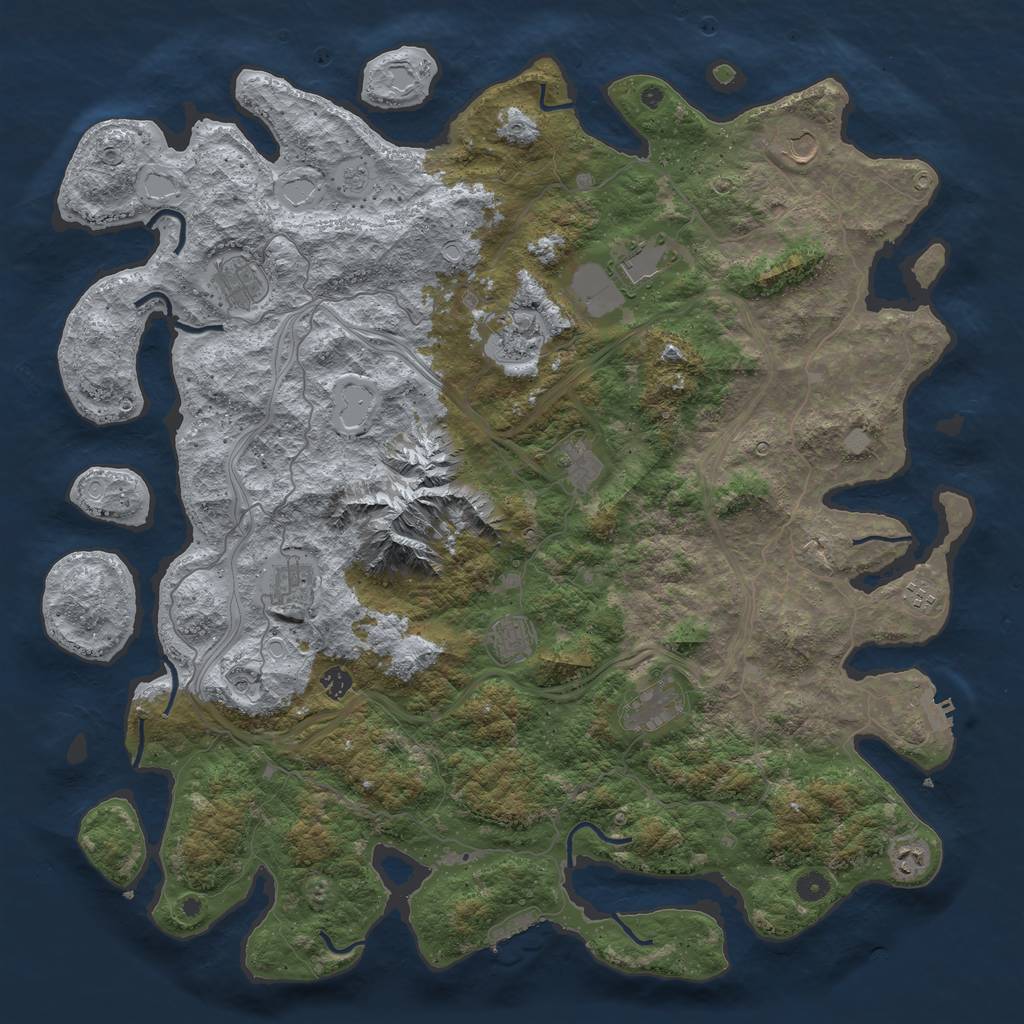 Rust Map: Procedural Map, Size: 5000, Seed: 64202102, 20 Monuments