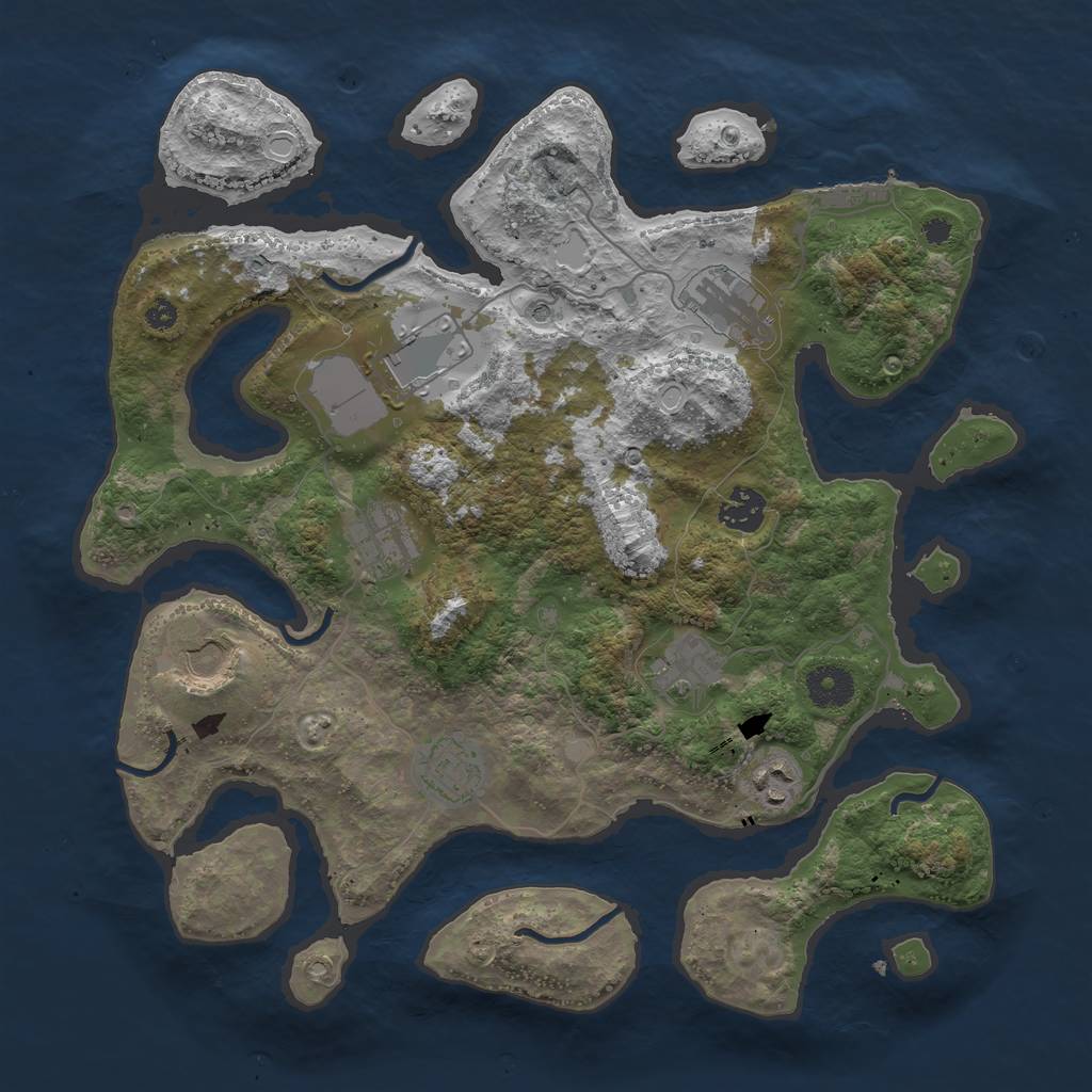Rust Map: Procedural Map, Size: 3600, Seed: 6544249, 18 Monuments