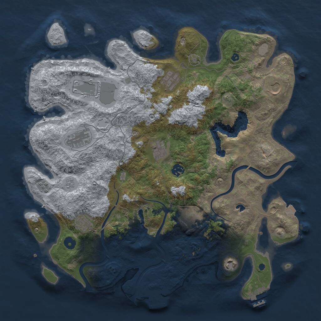 Rust Map: Procedural Map, Size: 4000, Seed: 21503, 16 Monuments