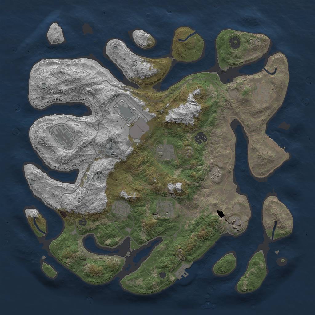 Rust Map: Procedural Map, Size: 4000, Seed: 21503, 14 Monuments