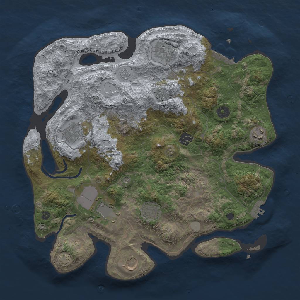 Rust Map: Procedural Map, Size: 3500, Seed: 1893725644, 16 Monuments