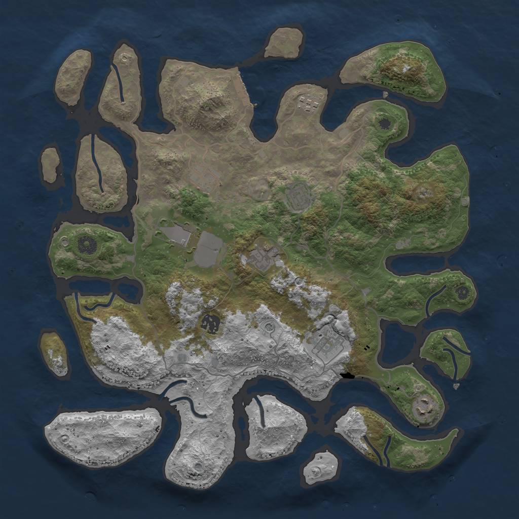 Rust Map: Procedural Map, Size: 4000, Seed: 98347529, 12 Monuments