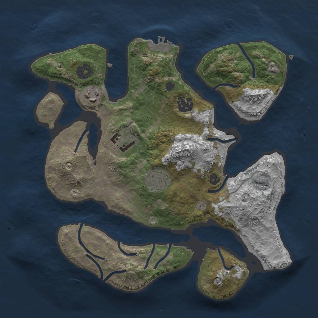 Rust Map: Procedural Map, Size: 3000, Seed: 558218628, 7 Monuments