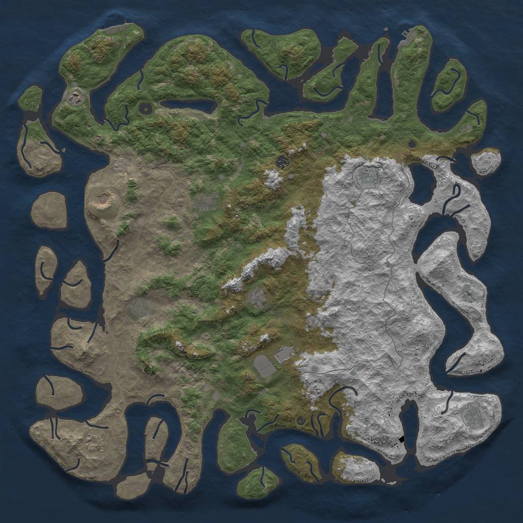 Rust Map: Procedural Map, Size: 6000, Seed: 1181716308, 16 Monuments