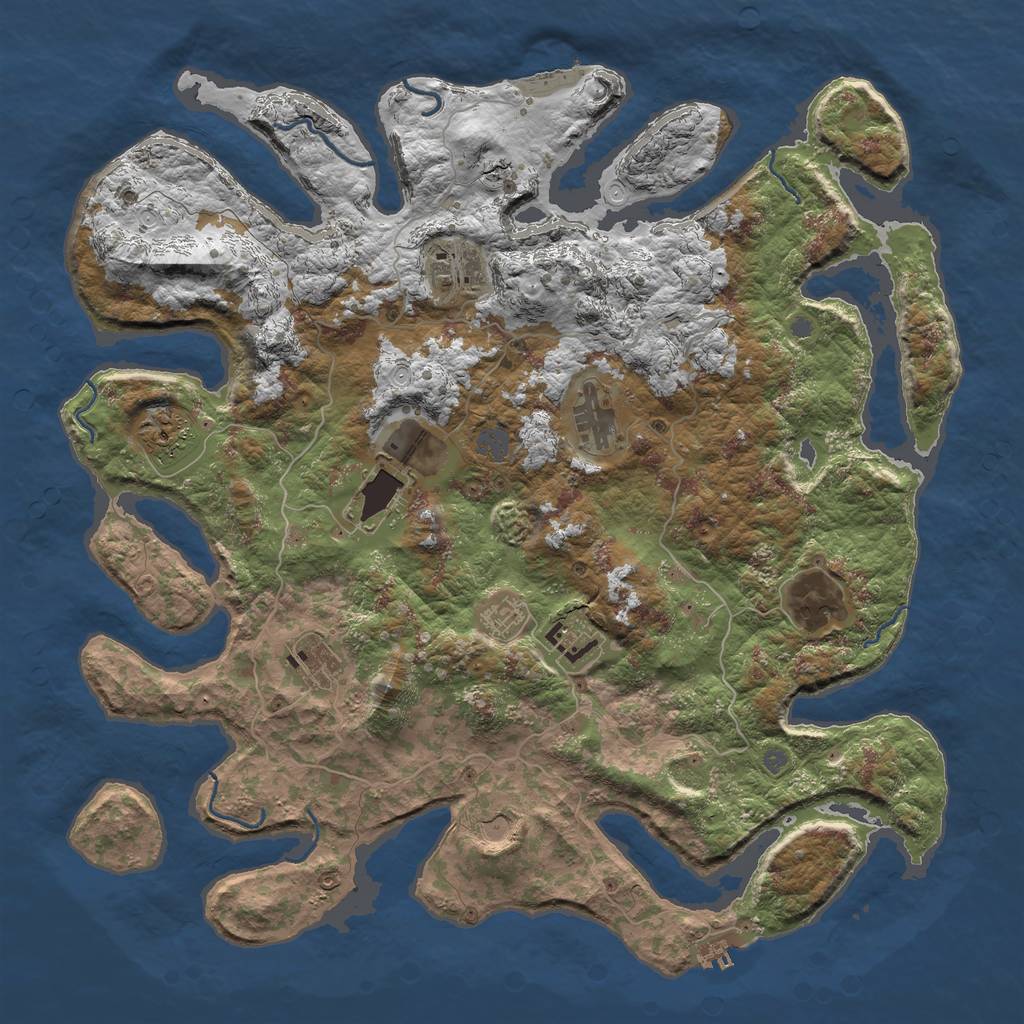 Rust Map: Procedural Map, Size: 4500, Seed: 666542897, 16 Monuments