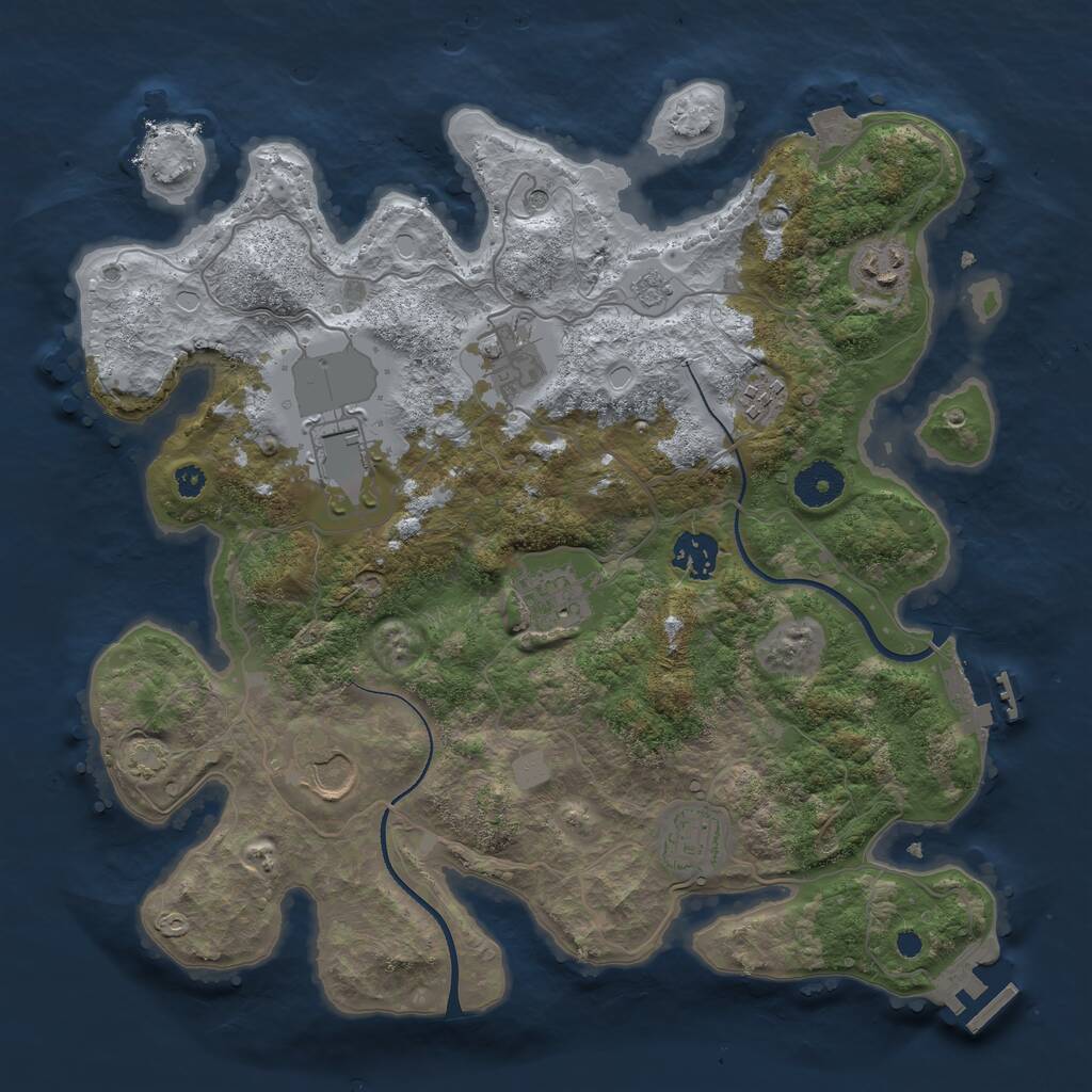 Rust Map: Procedural Map, Size: 3500, Seed: 479573901, 14 Monuments