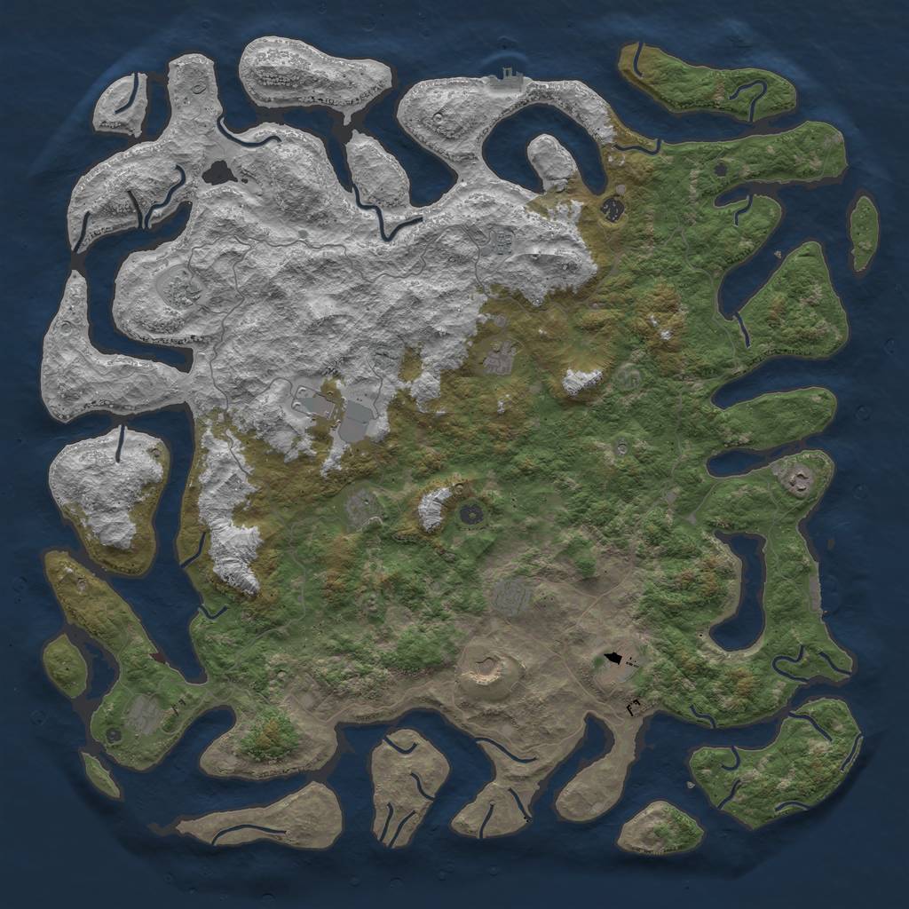 Rust Map: Procedural Map, Size: 6000, Seed: 651235651, 16 Monuments