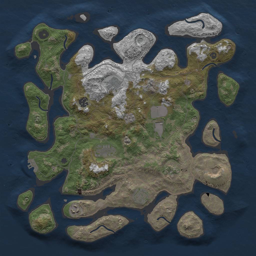 Rust Map: Procedural Map, Size: 4000, Seed: 208733, 13 Monuments