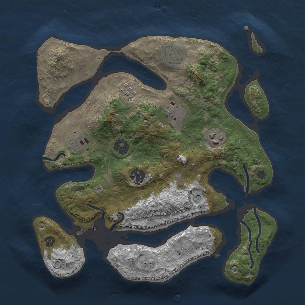 Rust Map: Procedural Map, Size: 3000, Seed: 15974696, 9 Monuments