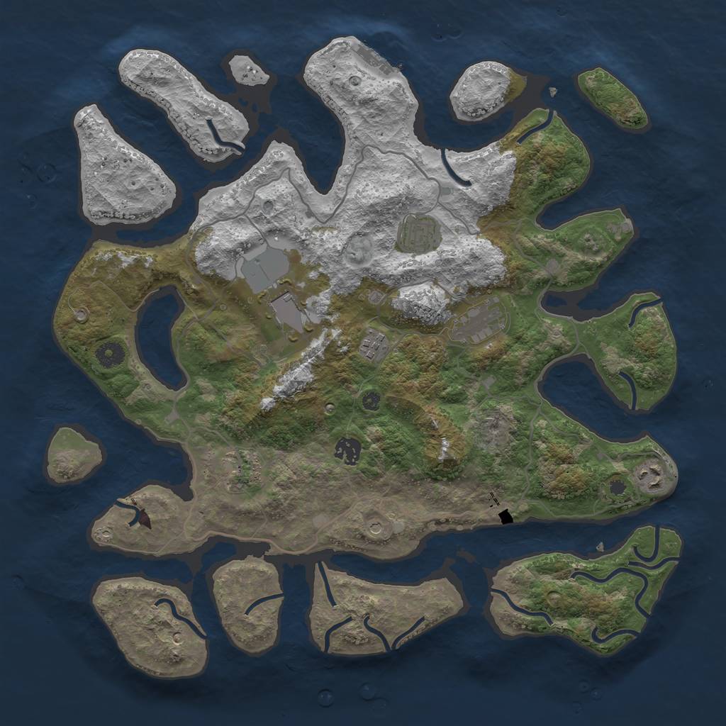 Rust Map: Procedural Map, Size: 4000, Seed: 56489, 11 Monuments