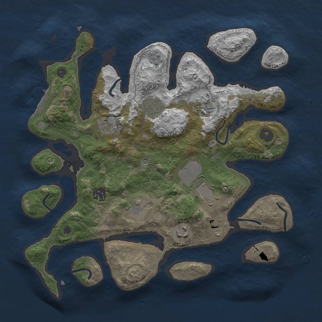 Rust Map: Procedural Map, Size: 3500, Seed: 678745, 12 Monuments