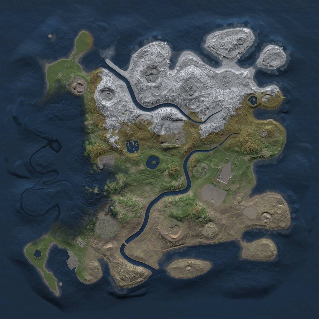Rust Map: Procedural Map, Size: 3500, Seed: 678745, 13 Monuments