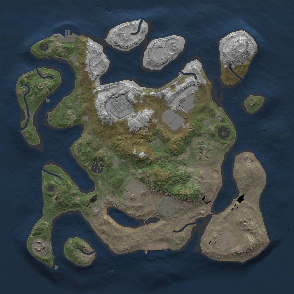 Rust Map: Procedural Map, Size: 3500, Seed: 1184317036, 16 Monuments