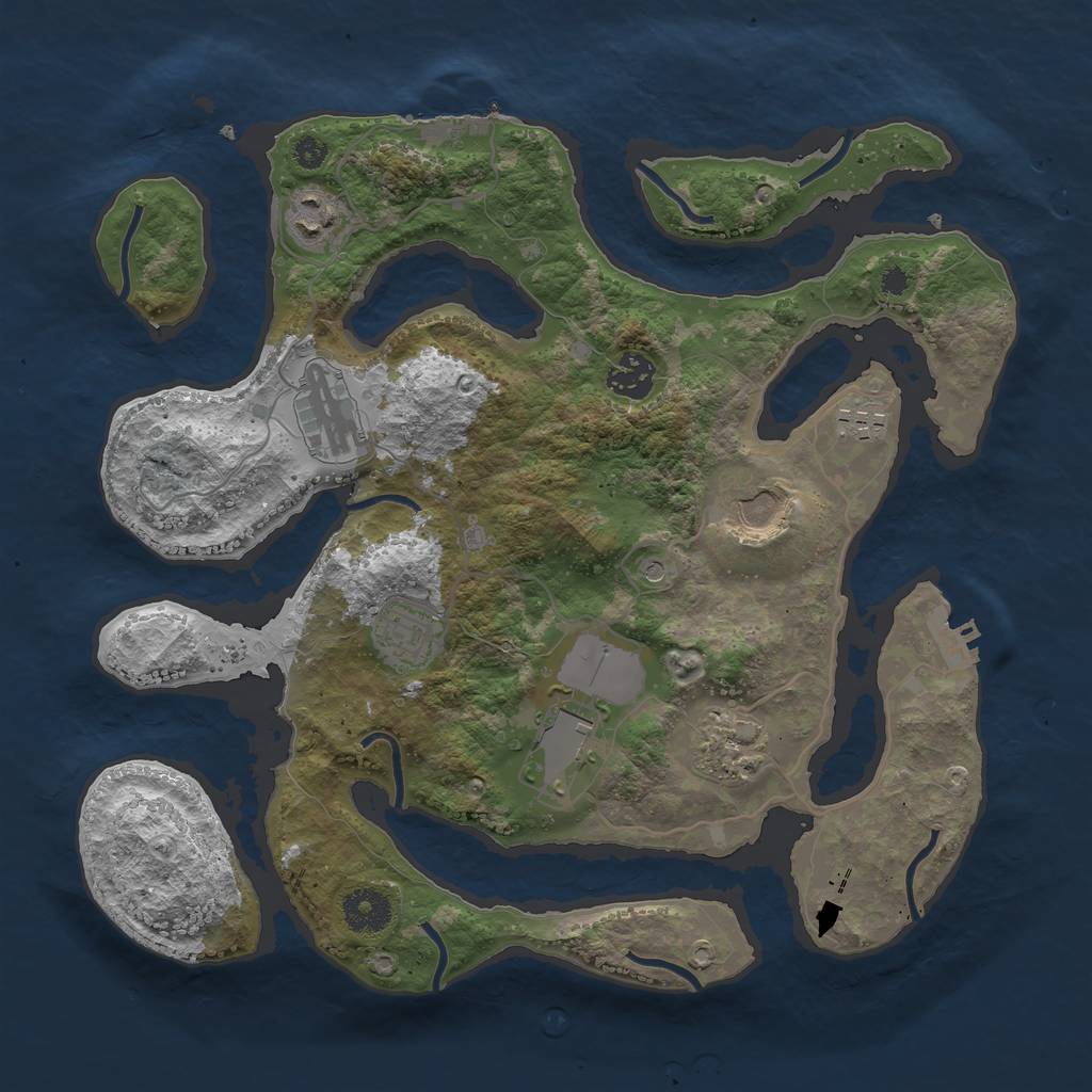 Rust Map: Procedural Map, Size: 3500, Seed: 12341235, 13 Monuments