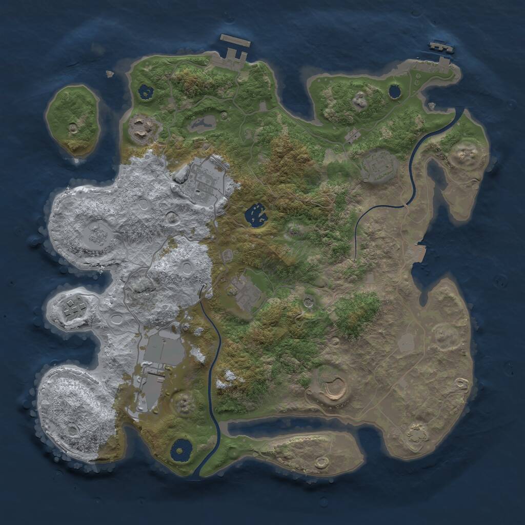 Rust Map: Procedural Map, Size: 3500, Seed: 12341235, 14 Monuments
